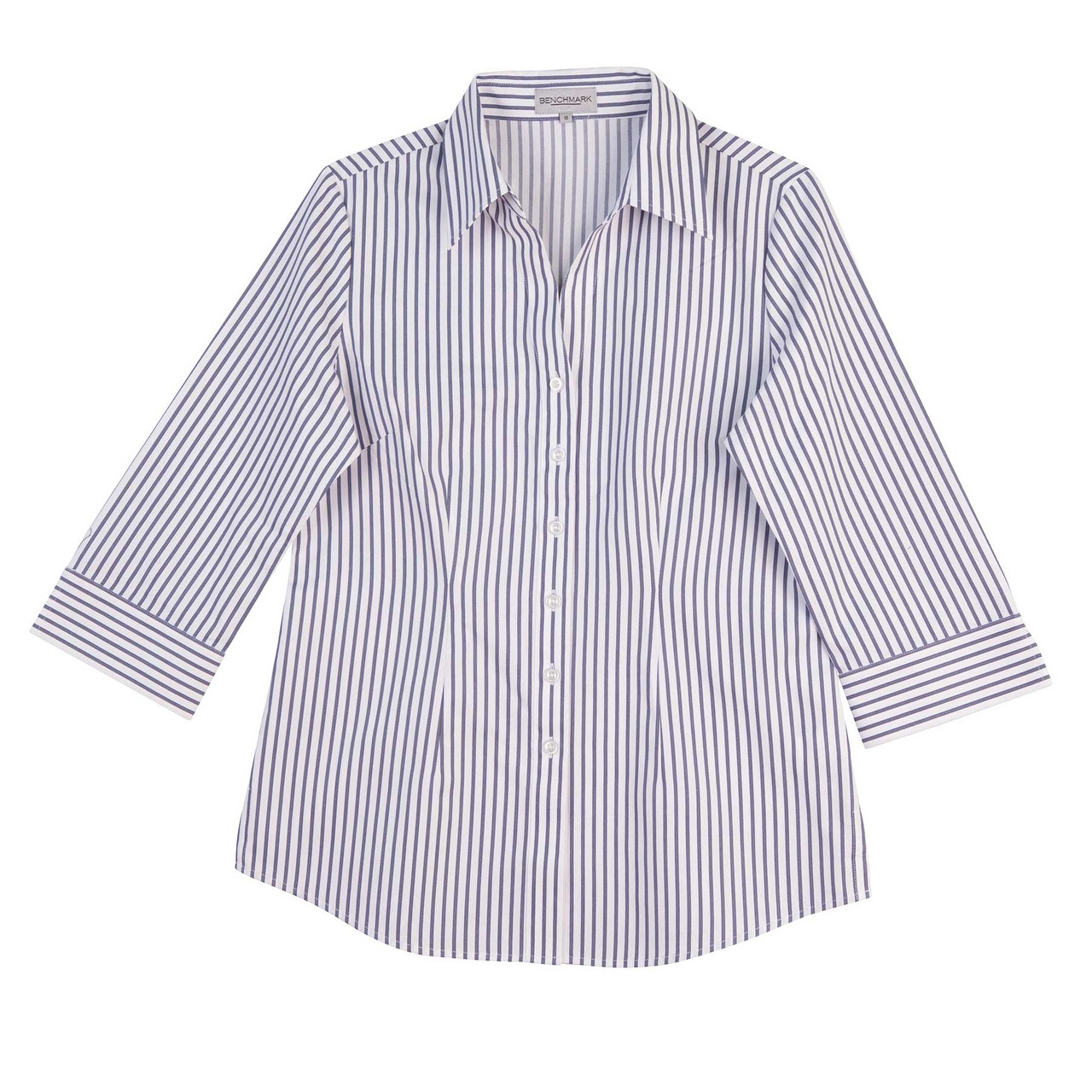 Buy Wholesale Ladies Stripe 3/4 Sleeve Business Shirt | Shop Corporate ...