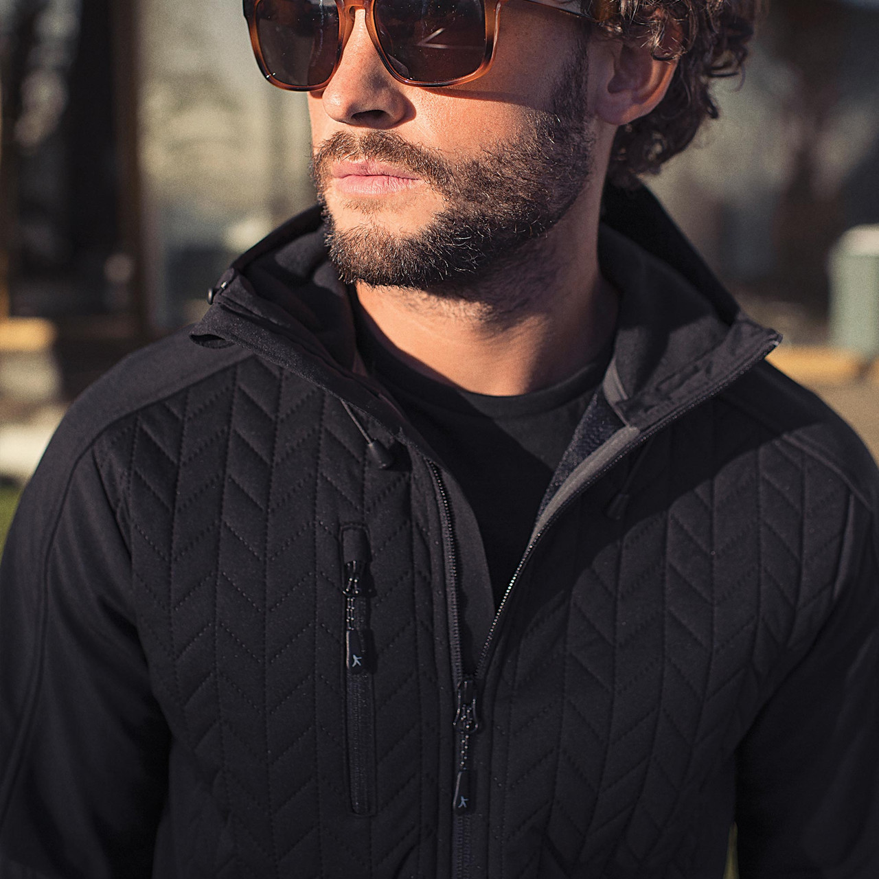 long soft shell quilted jacket