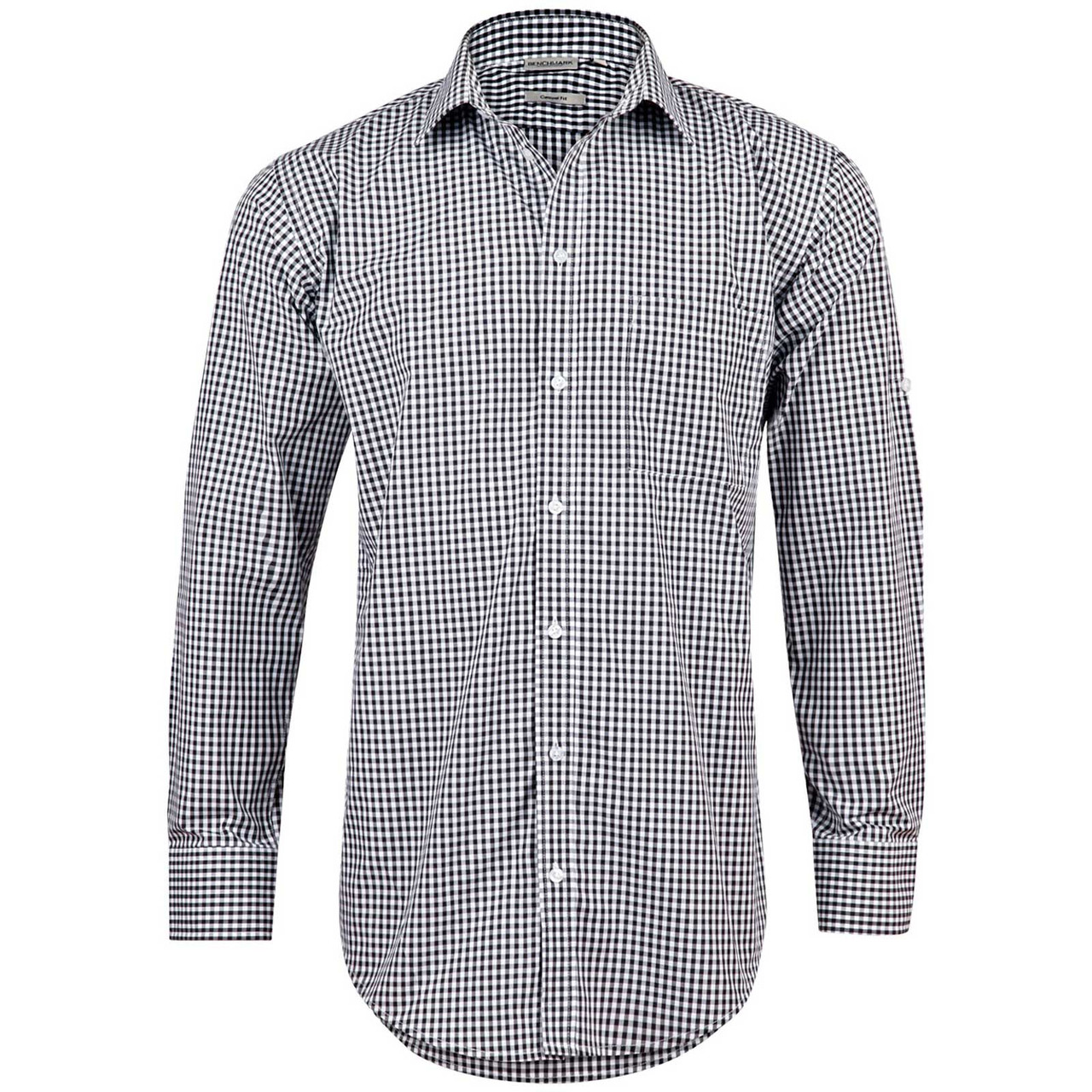 Mens Gingham Checkered Long Sleeve 