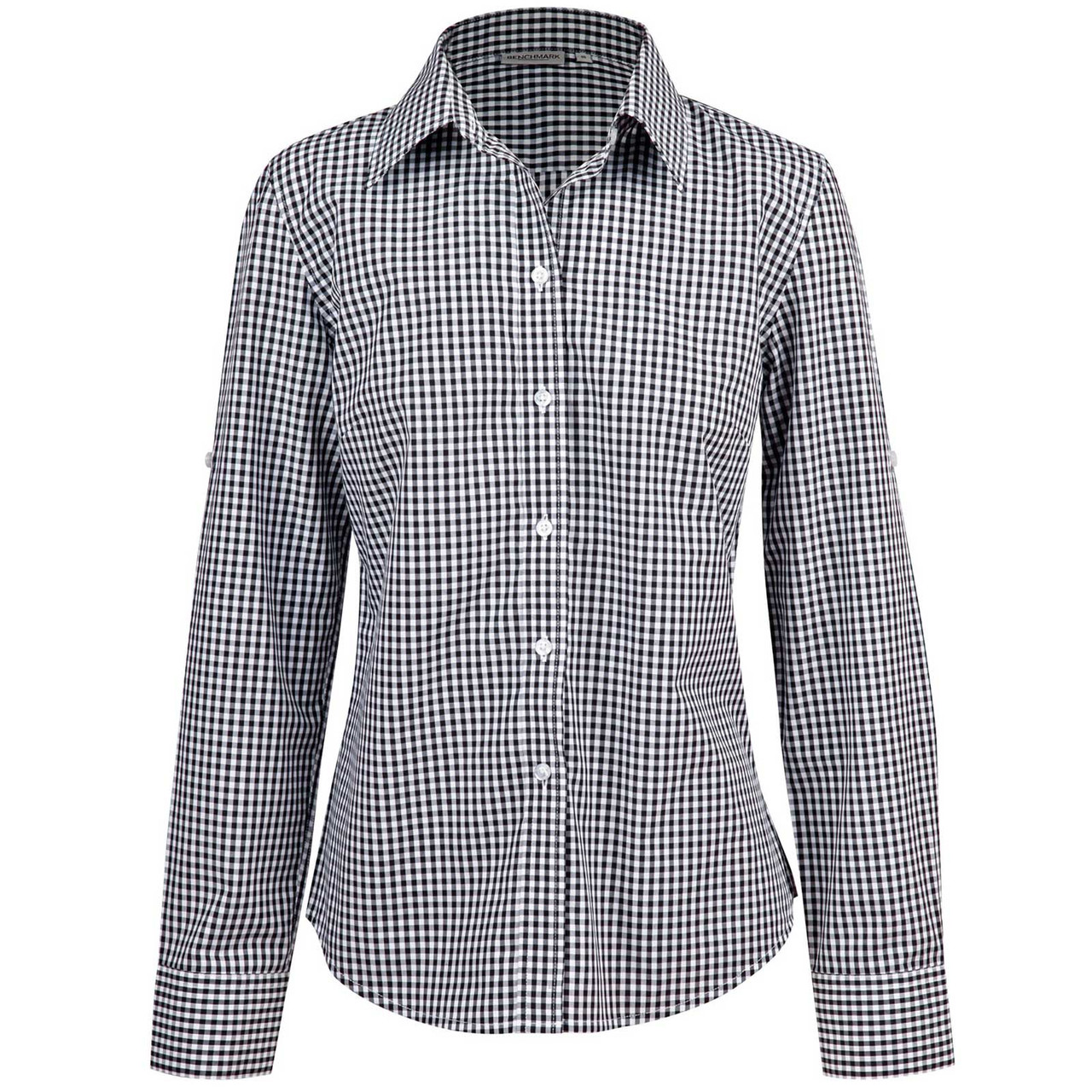 Ladies Gingham Checkered Short Sleeve Shirt | Shop Business Shirts Online