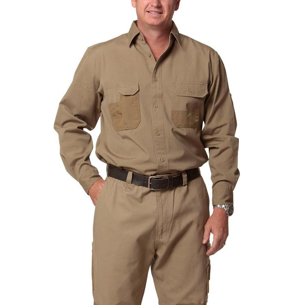 Mens Duck Weave Canvas Long Sleeve Work 