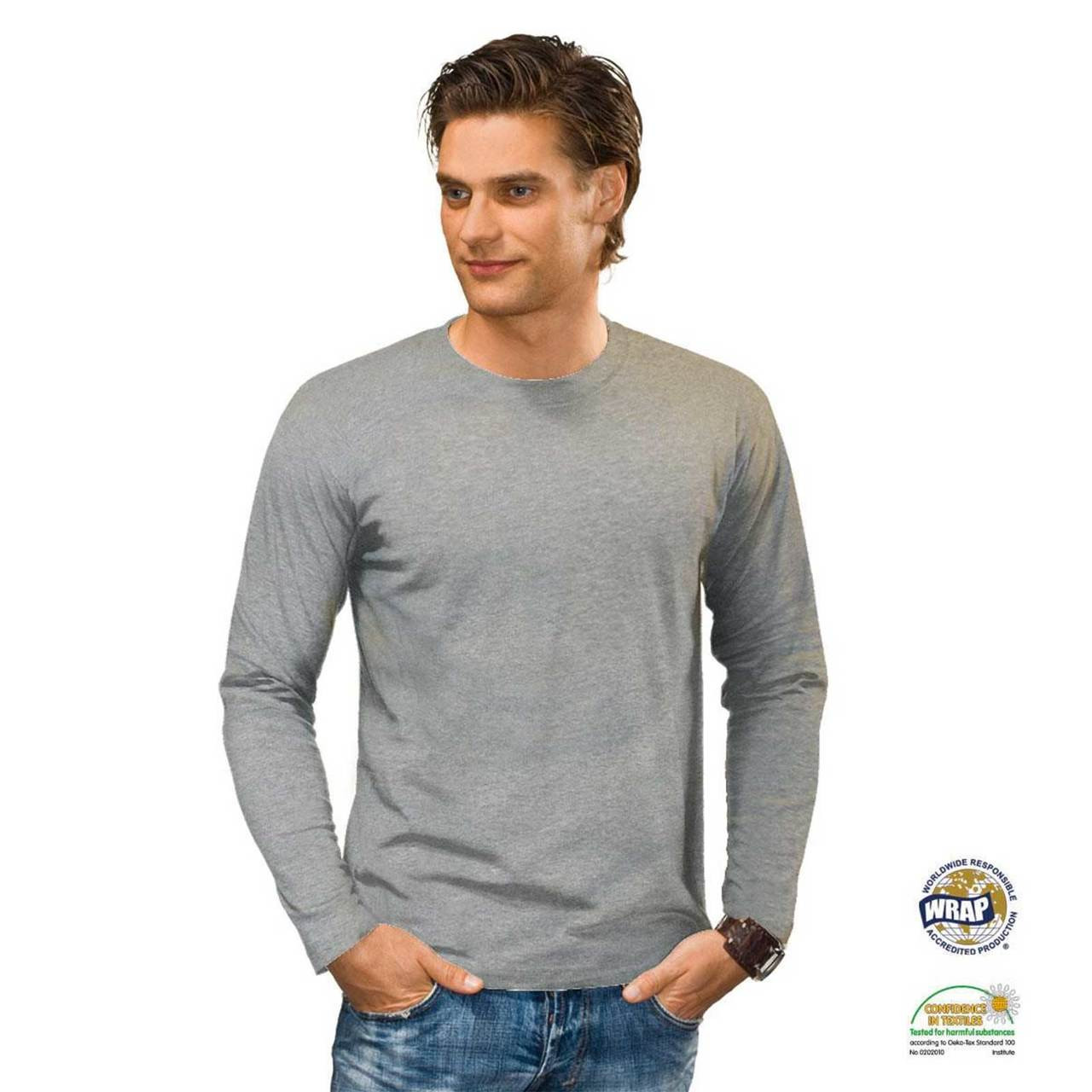 Download Shop men's long sleeve tubular eco t-shirts | Plain T ...