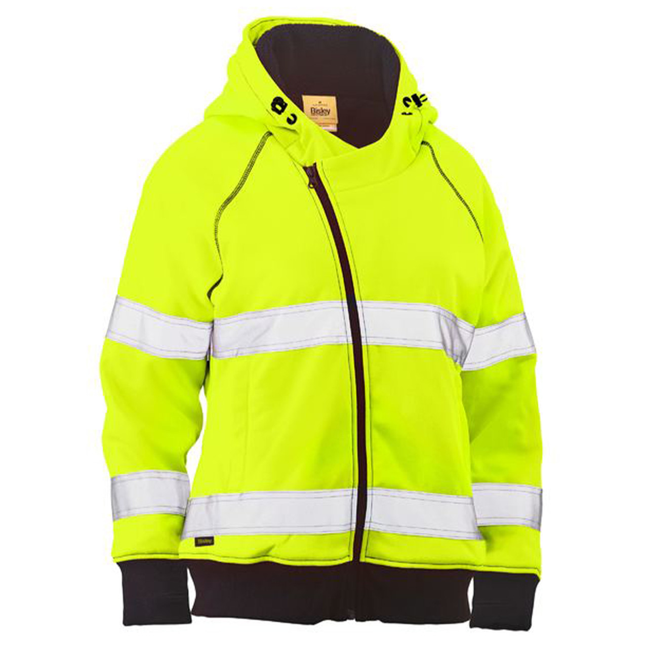 Bisley Women's Taped Hi Vis Fleece Zip Front Hoodie With Sherpa Lining BKL6819T