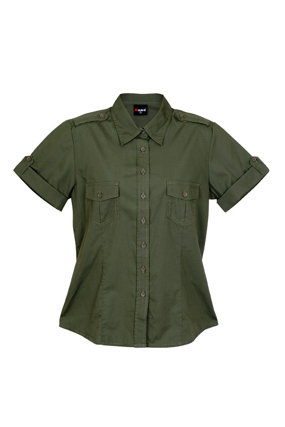 Women Military Shirts Short Sleeves 