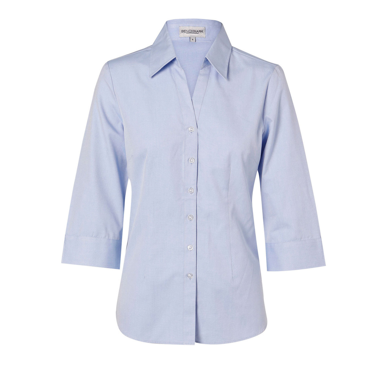 Womens Fine Chambray 3/4 Sleeve Shirt 