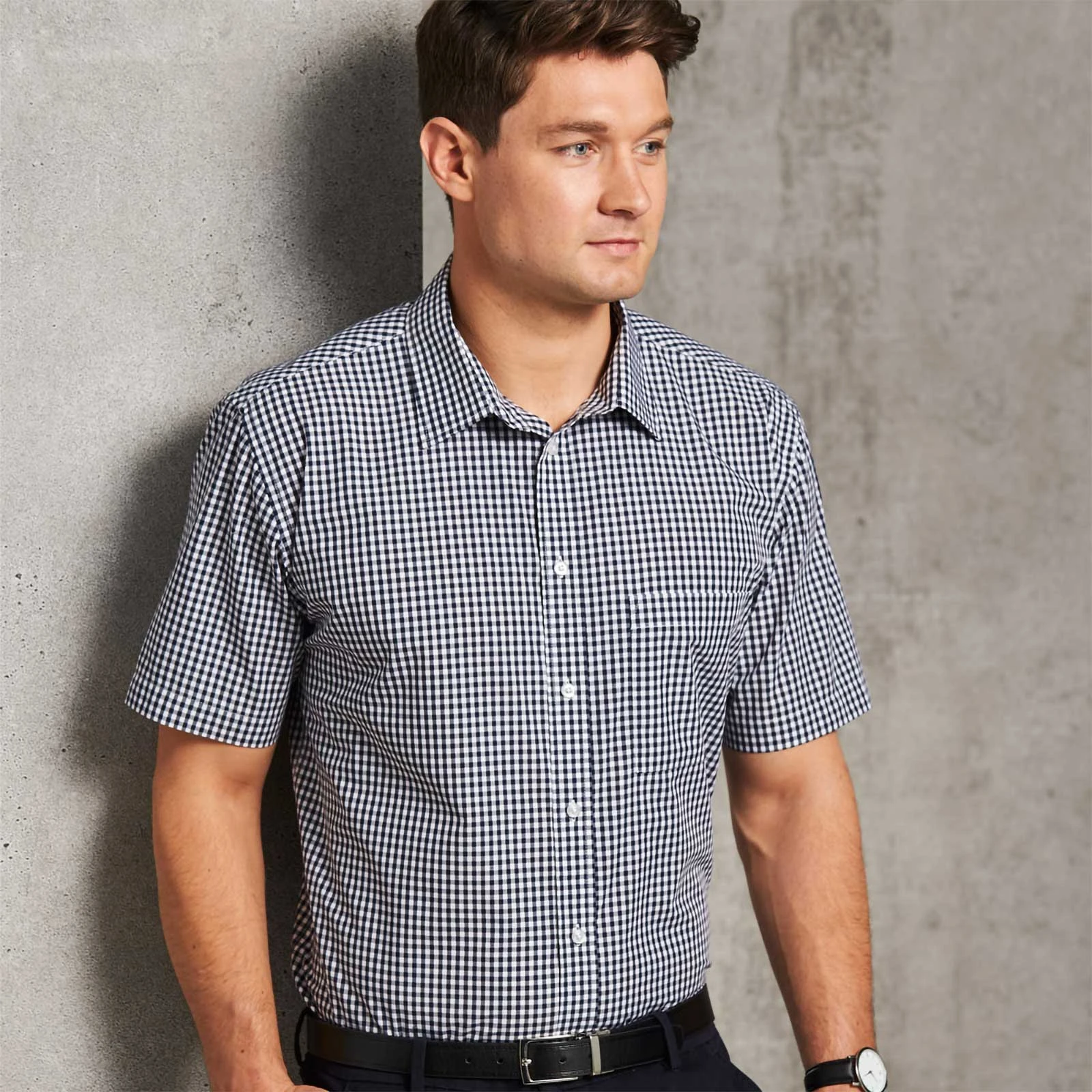 Mens Gingham Check Short Sleeve Shirt | Blank Clothing