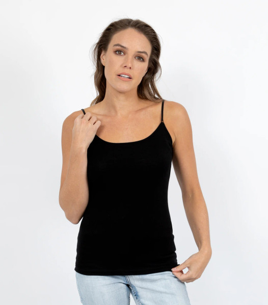 women singlet pure Australian merino wool black