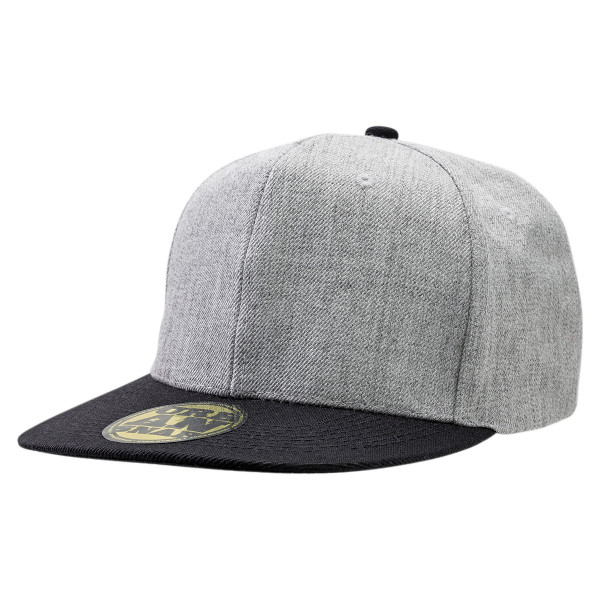 wool/acrylic two-tone snapback cap | grey marle + black