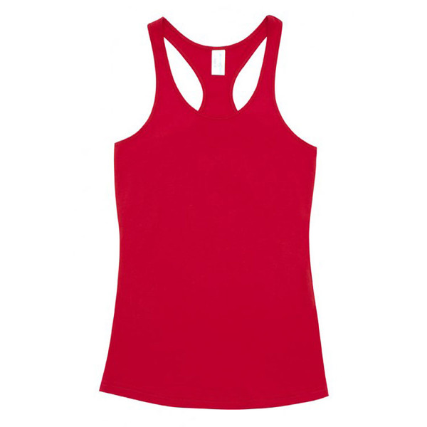 Red AUGUST Kids 100% Cotton T-Back Singlet (Racerback) in a plain style, ideal for summer, sports, or screen printing.