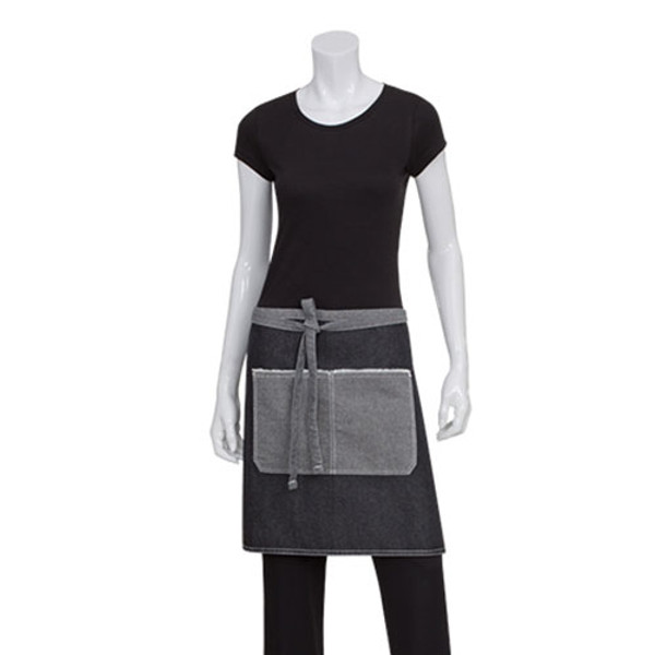 chef work plain denim half waist apron wholesale | black denim chef work plain denim half waist apron wholesale | black denim