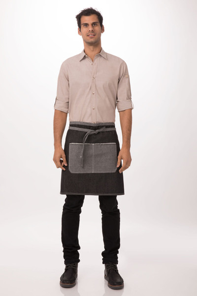 chef work plain denim half waist apron wholesale | black denim chef work plain denim half waist apron wholesale | black denim