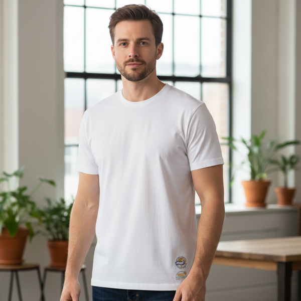 A plain CLASSIC Men's Tubular Eco Classic T-shirt. Made from 155gsm 100% deluxe pre-shrunk ring-spun cotton single jersey. This eco-friendly shirt features a seamless, tubular design and a classic fit for comfort.