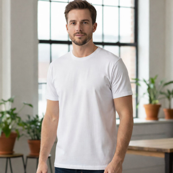 A plain CLASSIC Men's Tubular Eco Classic T-shirt. Made from 155gsm 100% deluxe pre-shrunk ring-spun cotton single jersey. This eco-friendly shirt features a seamless, tubular design and a classic fit for comfort.
