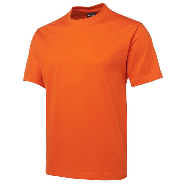 Bright orange cotton crew neck t-shirt with short sleeves and smooth jersey fabric finish