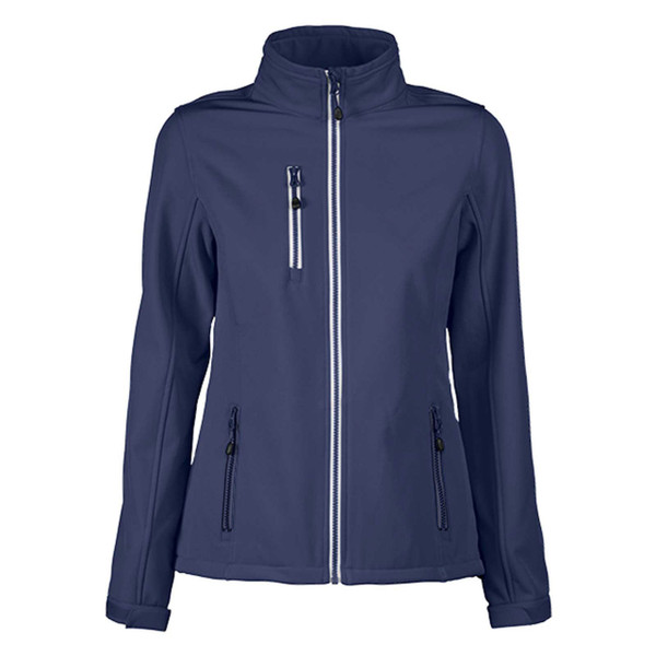 Wholesale Ladies Contrast Plain Softshell Jacket - Navy