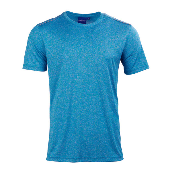 Mens Quick Dry Tshirt | Reflective Piping | Cyan Heather