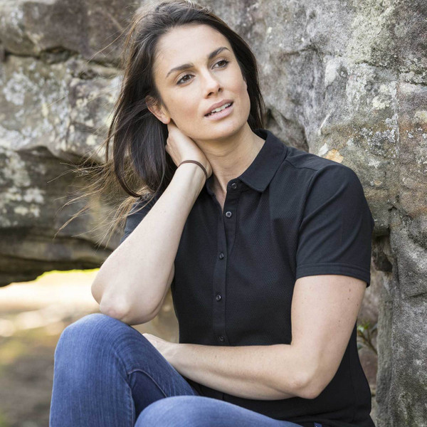 SHELLDEN | Ladies Cotton Jacquard Knit Polo Shirt 
