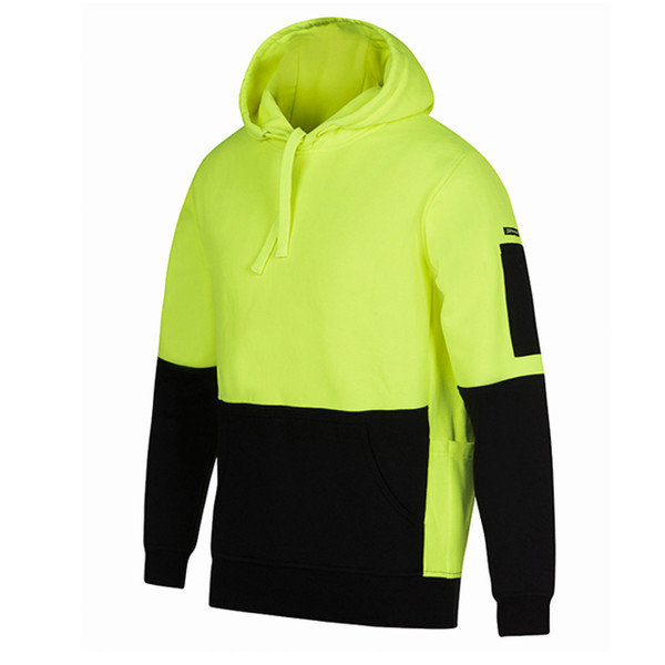 Workwear Safety Hi Vis Fleece Hoodie | Lime+Black