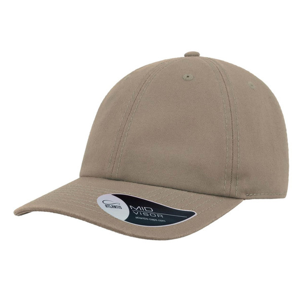 Premium khaki washed chino twill baseball cap with curved brim and unstructured six-panel construction