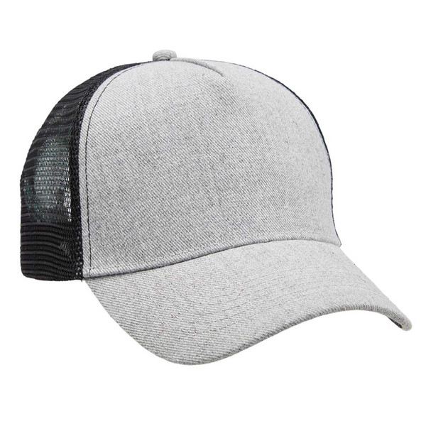Buy Wholesale Heathered Mesh Trucker Cap | Grey+Black