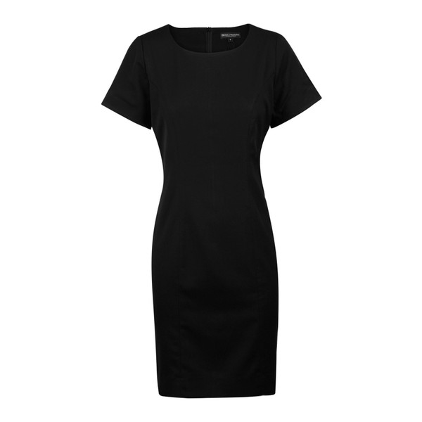 Black | Ladies Stretch Short Sleeve Shift Dress