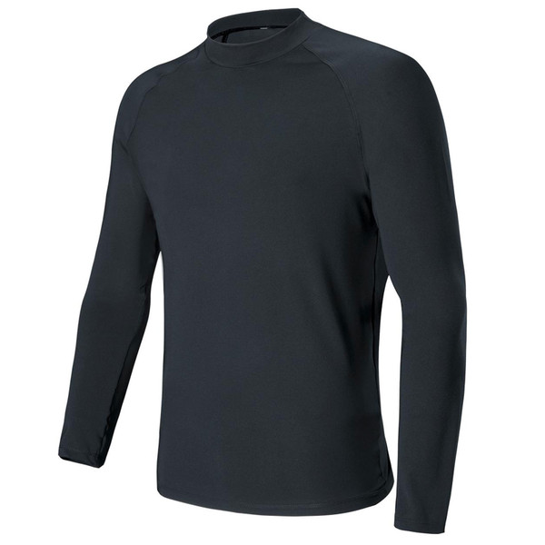 Charcoal grey long sleeve rashie with crew neck and raglan sleeves on white background