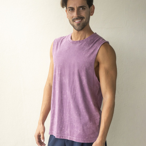  Mens Plain Stone Washed Vintage Cotton Tank