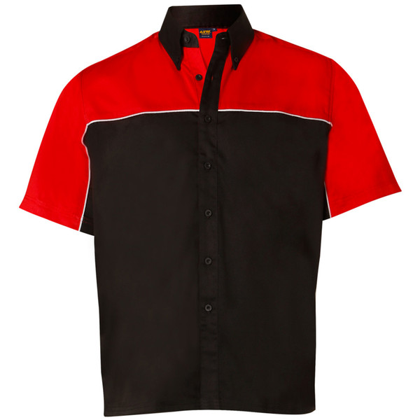 Buy Red+Black | Mens Poly Cotton Twill Moto Shirts