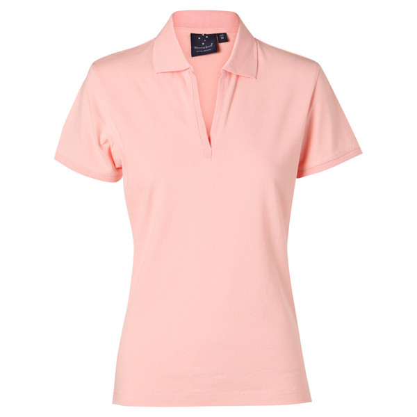 Pink | Shop Ladies Button-Less Short Sleeve Cotton Polo