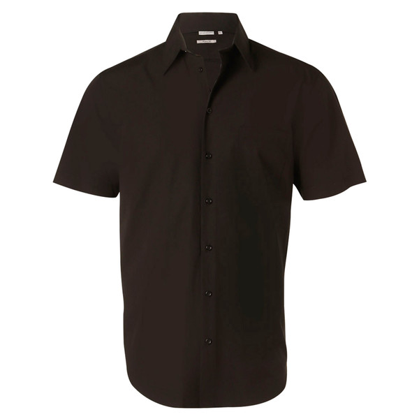 Black | Mens Cotton/Poly Stretch Shirt | Short Sleeve