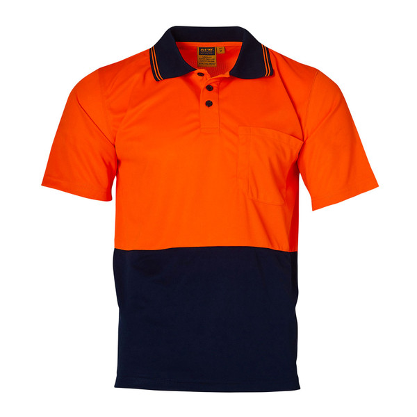 Orange + Navy | Shop CoolDry Hi-Vis Work Safety Polo Shirt