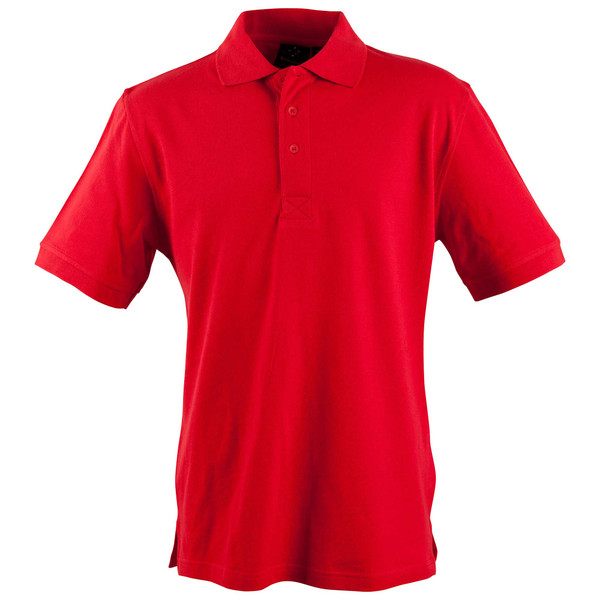 Red | Mens 100% Cotton Knit Short Sleeve Polo Shirt