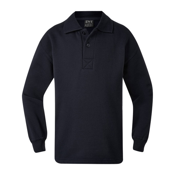 Fleecy Sweaters Polo Long Sleeves - Navy