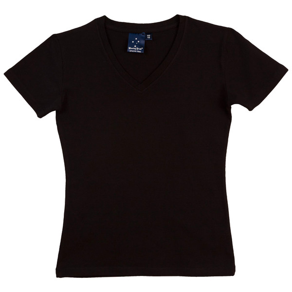 Shop Blank Ladies Cotton Stretch V Neck Tshirt