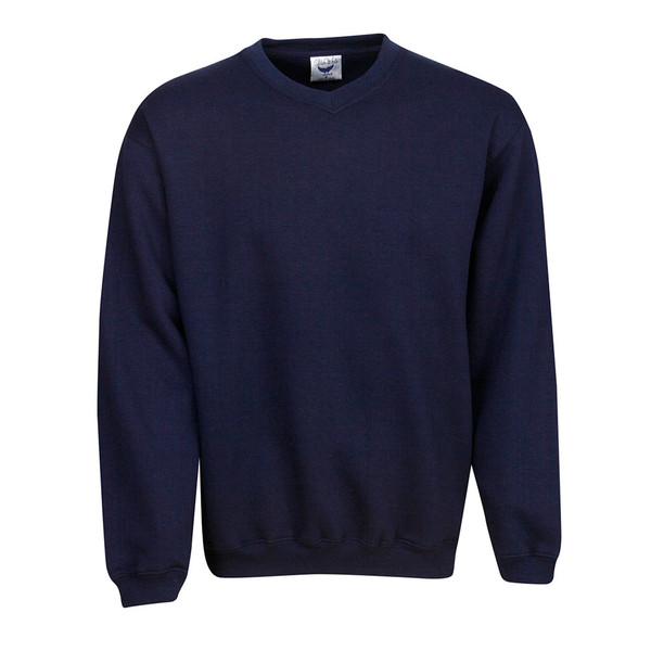 Navy | Bulk Buy Unisex V Neck Fleecy Sloppy Joes Sweater 