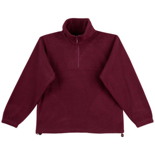 BLADE Unisex Half Zip Polar Fleece Pullover Sweater Maroon PF01 Blank Clothing