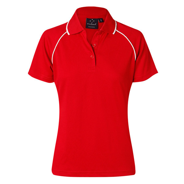 Red+White | CoolDry Contrast Piping Raglan Polo Shirts for Women
