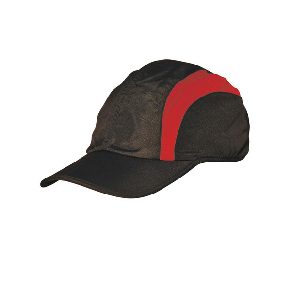 Black+Red | Plain Polyester Rip Stop Foldable Cap
