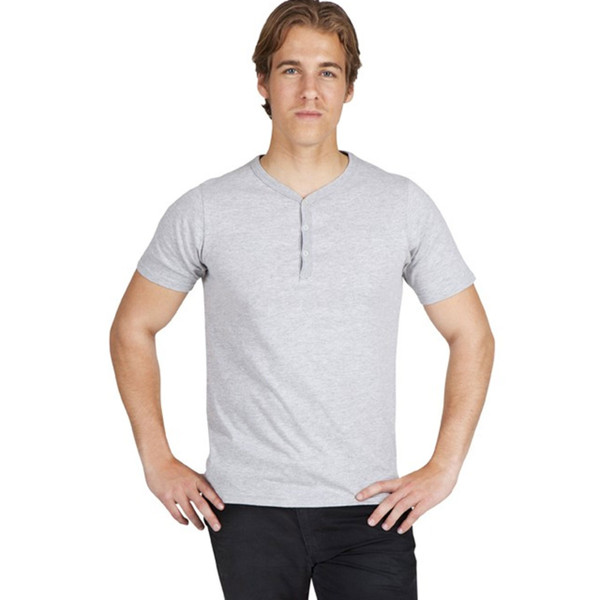 Plain Men's Button Henley Slim-Fit | Grey Marl
