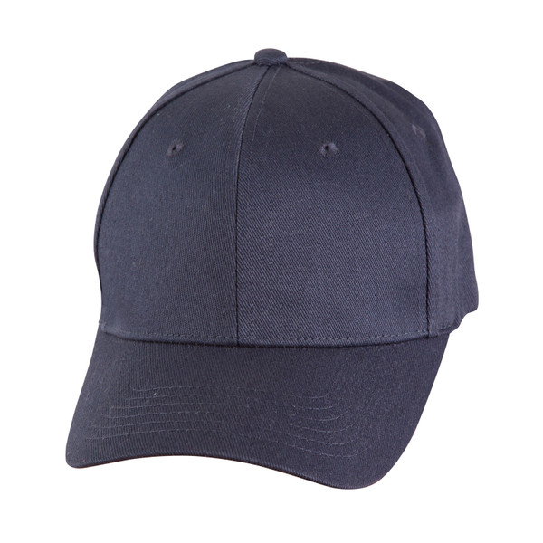 Charcoal grey heavy brushed cotton six-panel cap with structured crown and pre-curved peak