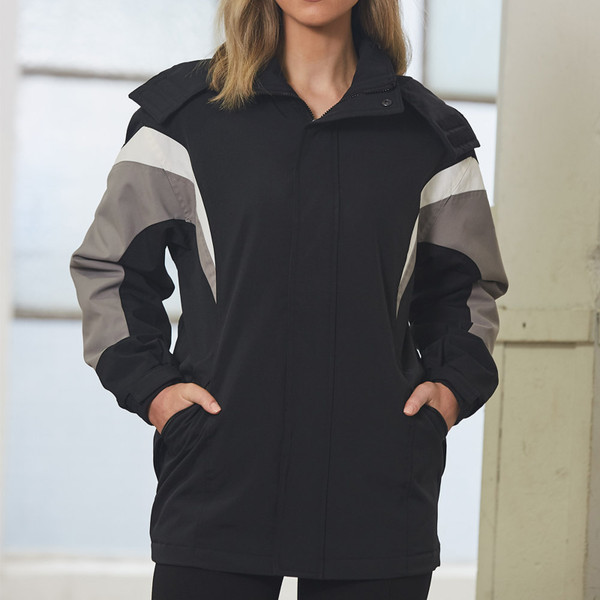 Black+White+Grey | Tri-colour Racing Jacket | Water Repellent 