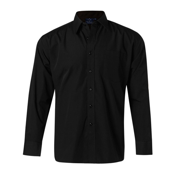 Black | Shop Mens Poplin Long Sleeve Business Shirt