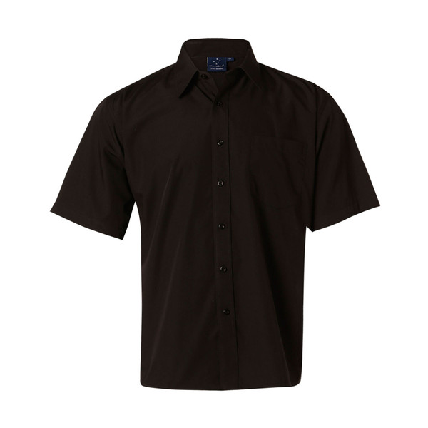 Plain Black | Buy Mens Poplin Short Sleeve Business Shirts Online