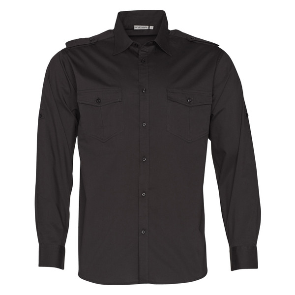 Blank Black | Bulk Buy Mens Long Sleeve Military Shirt