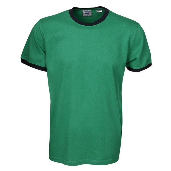 Slim Fit Cotton T-Shirt | two tone | emerald green/navy