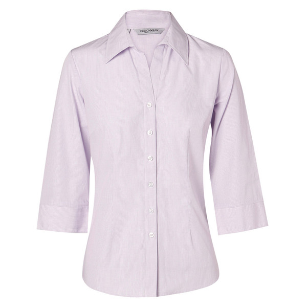 Lilac Purple | Shop Ladies Mini Check 3/4 Sleeve Shirt