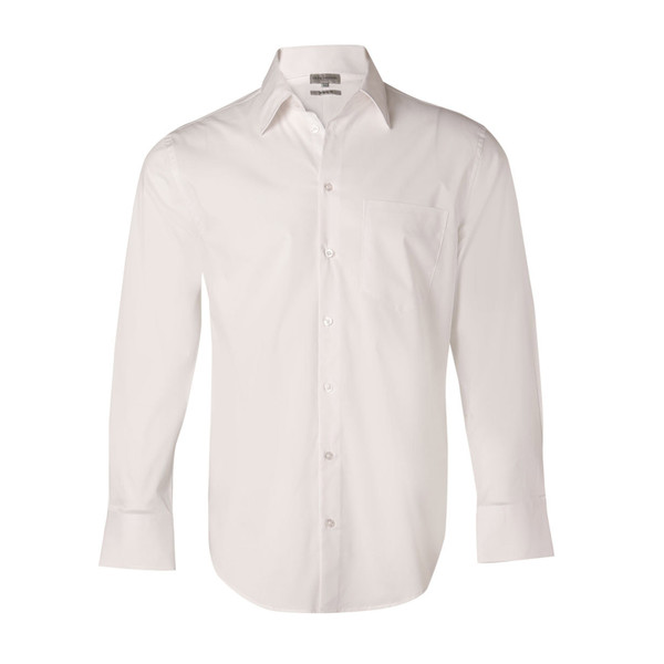 Plain White | Shop Mens Cotton/Poly Stretch Shirt | Long Sleeve
