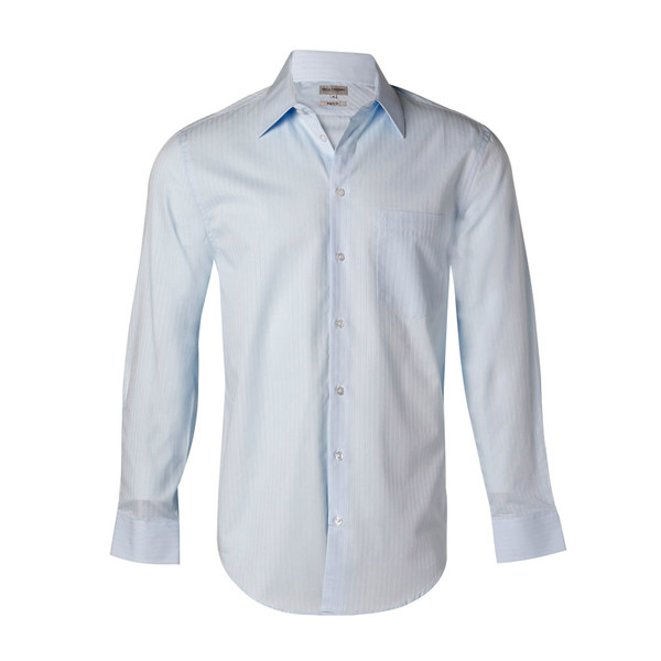 Mens Self Stripe Long Sleeve Shirt - Pale Blue