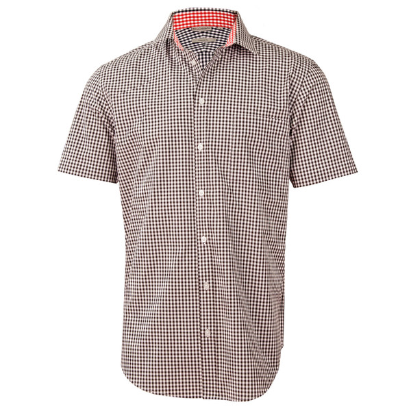 Black+White | Mens Contrast Collar & Cuff Gingham Shirt | Short Sleeve