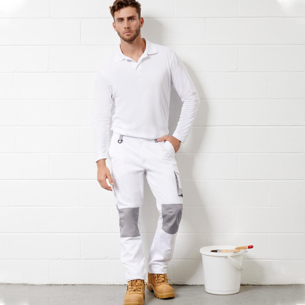 White | Unisex Utility Stretch Cargo Work Pants